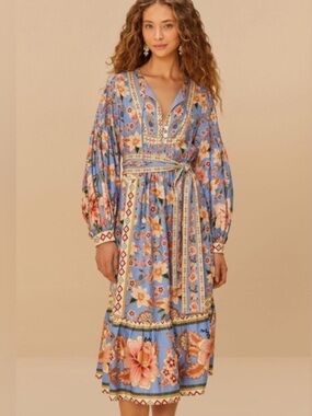 Farm Rio Superbloom Tapestry printed midi dress NWT